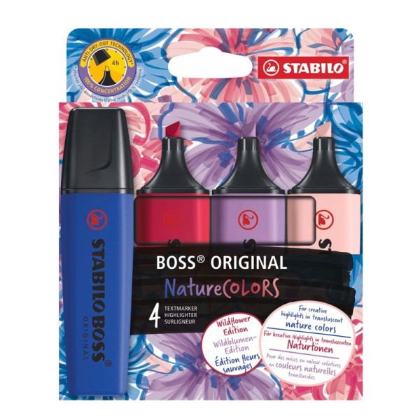 Textmarker STABILO BOSS ORIGINAL NatureCOLORS 4er Set, bastelkiste.lu