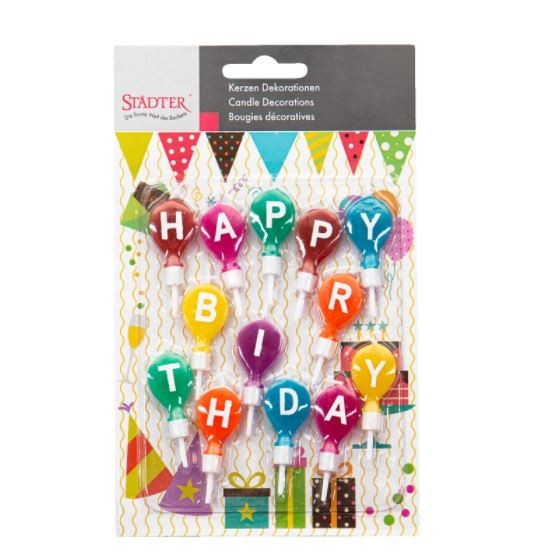 Kerzen Set "HAPPY BIRTHDAY" Schriftzug Farbig
