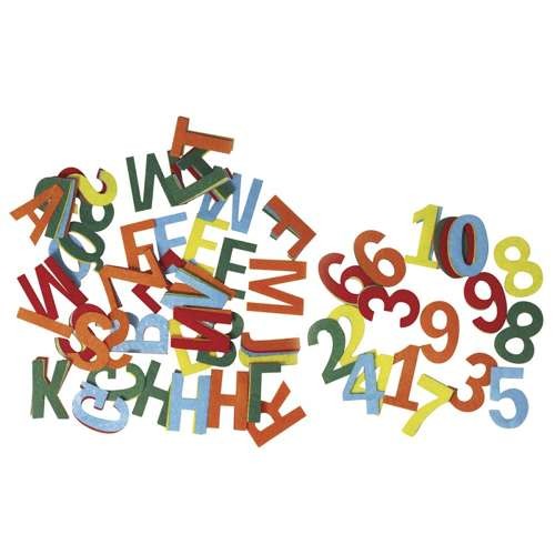 Filz-Buchstaben und Zahlen in 5 Farben