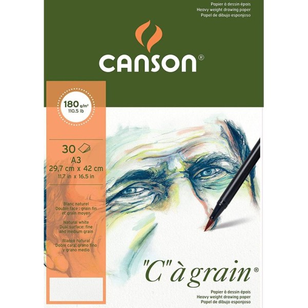 CANSON Zeichenpapier Block "C" à grain, A3, 180g/m², bastelkiste.lu
