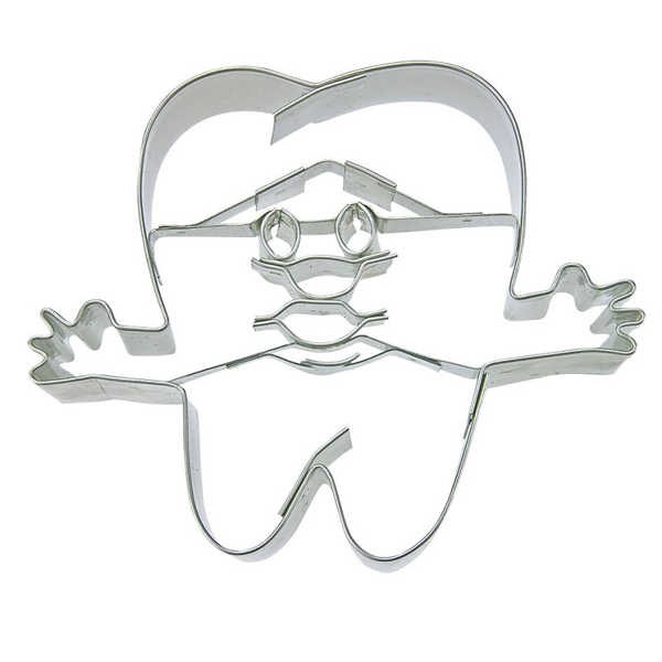 Präge-Ausstechform Zahn mit Gesicht 7 cm aus Edelstahl