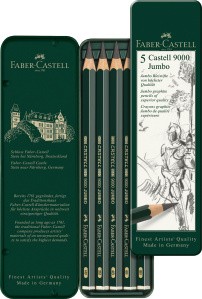 Castell 9000 Jumbo Bleistifte 5er Set, HB bis 8B