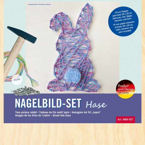 Magisches Nagelbild mit Hasen-Motiv, bastelkiste.lu