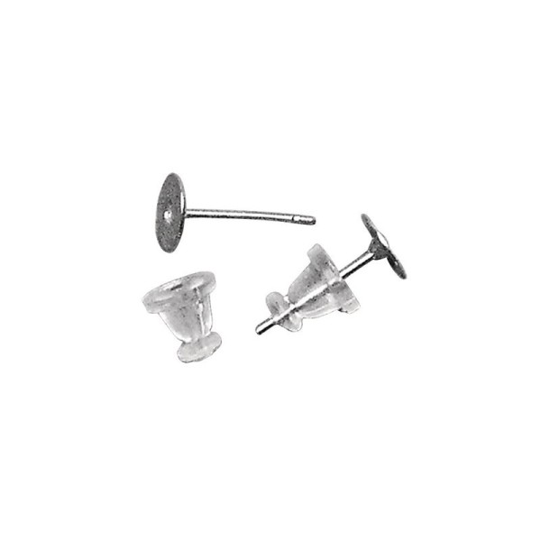 Ohrstecker mit Platte + Clutch, Ø 6mm, 4 Stück
