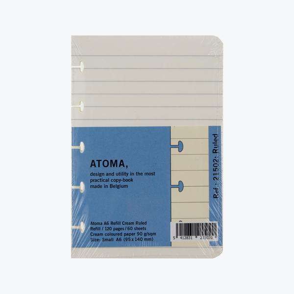 ATOMA REFILL DIN A6 90g/m² Cream Ruled, Liniert natur