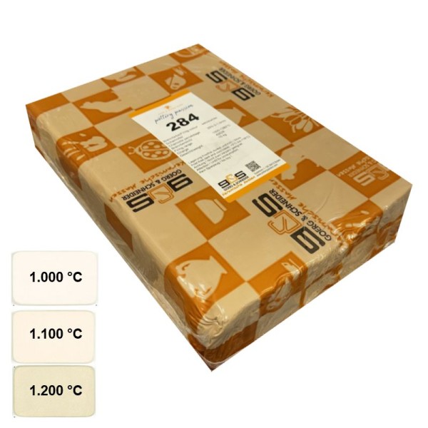 Lehm, Keramikmasse 284 weiß-hellcreme, 25% Schamotte, 0-1,0mm