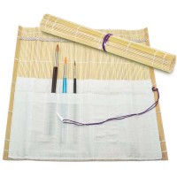 Meyco bamboo brush roll with 10 pockets, brush mat