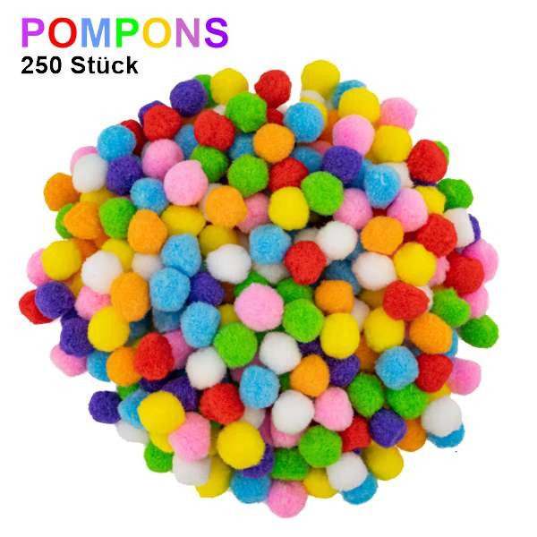Pompons Ø 25mm gemischt, 250 Stück