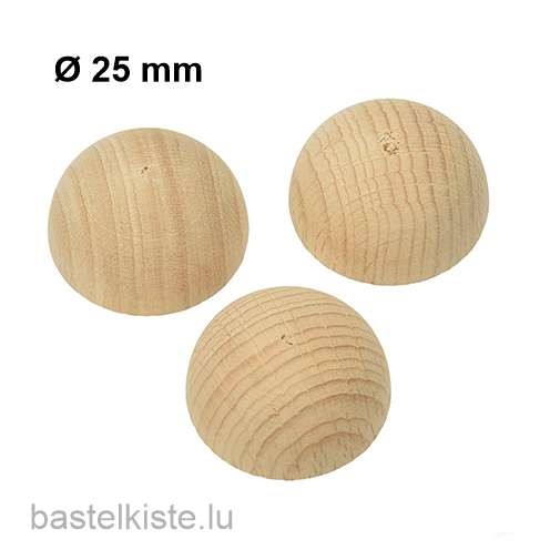 Grosspackung Rohholz Halbkugeln Ø 25mm, 50 Stück