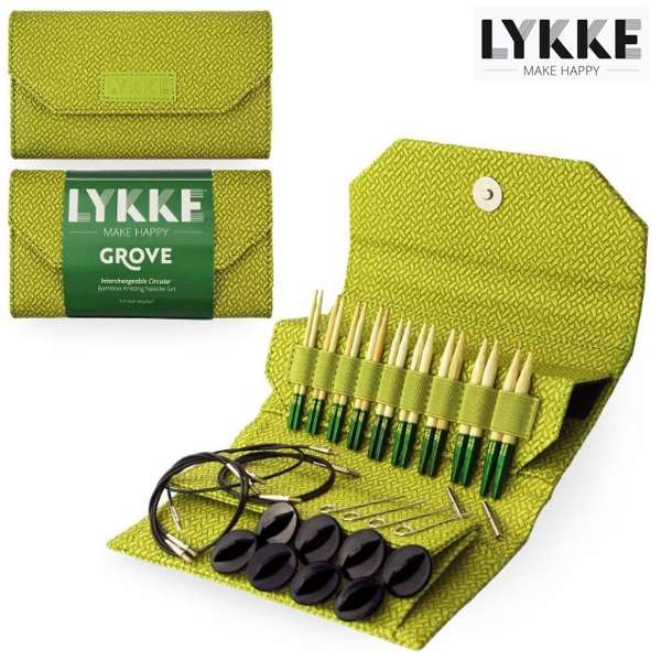LYKKE Rundstrick-Set GROVE green 3,5-inch Nadeln Stricknadel Holzstricknadeln