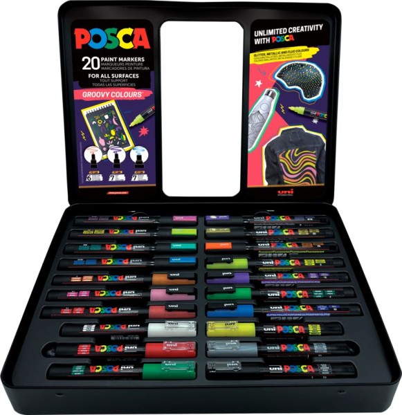 POSCA 20er Acryl-Farbmarker Set, Groovy Colours