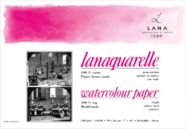Lanaquarelle Aquarellpapier 100% Baumwolle