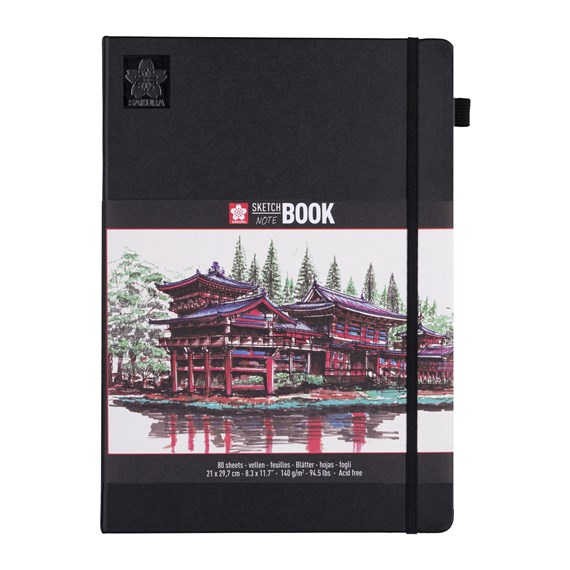 Sakura SKETCH BOOK 21x29,7 cm Schwarz mit 80 Blätter in Cremeweiß, 140g/m² DIN A4