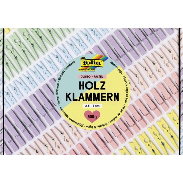 Holzklammerteile, Wäscheklammerteile 500-teilig, Pastellfarben