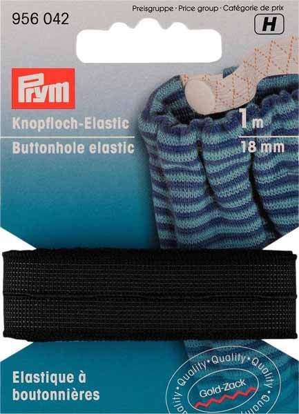 PRYM Knopfloch-Elastic Band, 18mm, schwarz, 1m