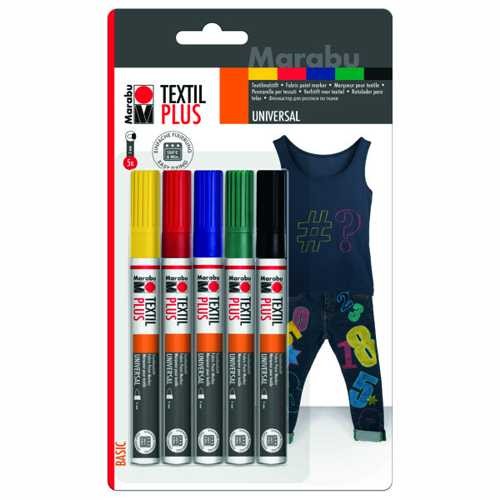 Textil painter, Textilstifte Plus Sortiment mit 5 Stiften