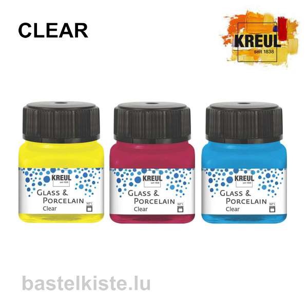 Kreul CLEAR Glass & Porzellanfarben ►TRANSPARENT◄ 20ml