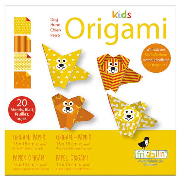 Origami Faltblätter 80g/m² 15x15cm - 20 Blatt "Hund"