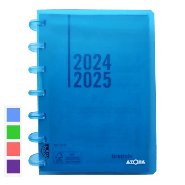 ATOMA Terminkalender 2024/2025 Student 1Tag/Seite, transparent farblich sortiert