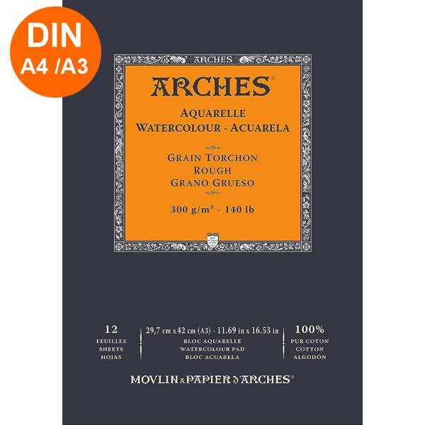 ARCHES Aquarellblock, Aquarellpapier 300g/m², GRAIN TORCHON