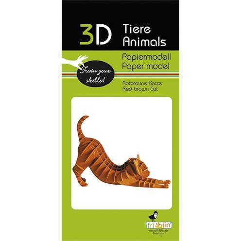 3D Papiermodell "Rotbraune Katze" zum zusammenbauen