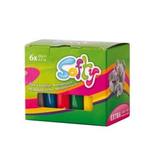 Darwi SOFTY Kinderknete Plastilin-Set, 6 × 62 g