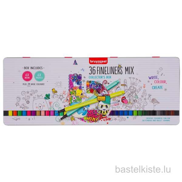 Fineliner Set mit 36 Farben in Blechdose