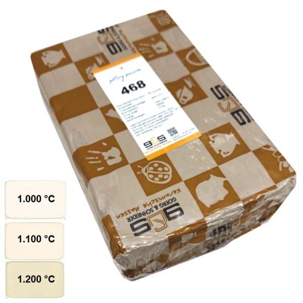 Lehm, Keramikmasse 468 weiß-hellcreme, 40% Schamotte, 0-0,5mm