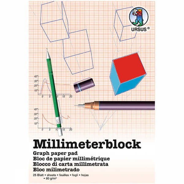 Milimeterblock 80g/m² DIN A4, 25 Blatt