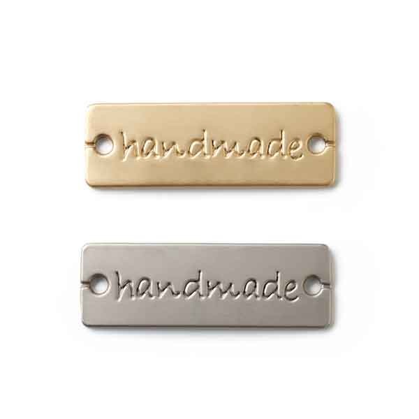 Pins "handmade" zum Annähen, silber & gold