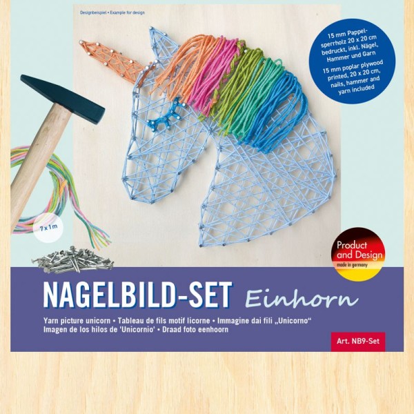 Magisches Nagelbild mit Einhorn-Motiv, bastelkiste.lu