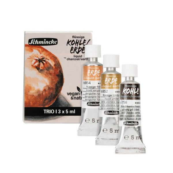 Schmincke flüssige Kohle / ERDE, TRIO 3x 5 ml, bastelkiste.lu