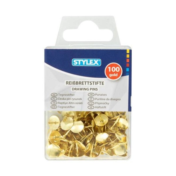 Reißnägel, Reißbrettstifte, Reißzwecken gold, 100 Stück, bastelkiste.lu