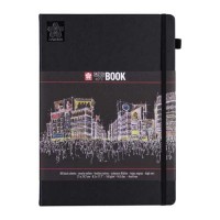 Sakura SKETCH BOOK 21x29,7 cm Schwarz mit 80 Blätter in Schwarz, 140g/m² DIN A4