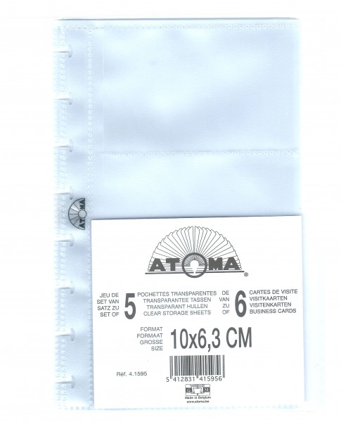 ATOMA REFILL für Visitenkartenheft, 5 Blätter für 30 Karten