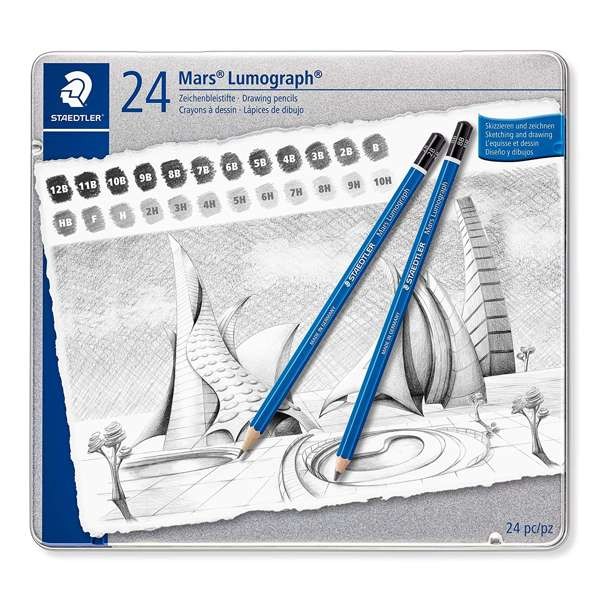 Mars Lumograph Bleistifte 24er Set von 12B - 10H