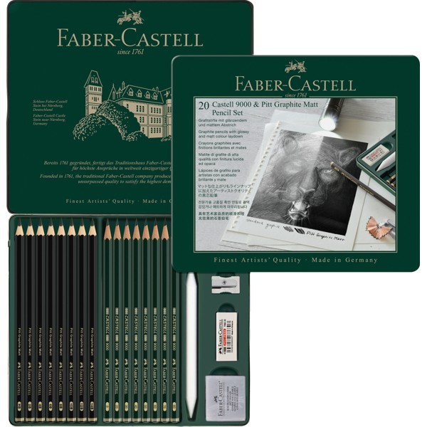 Faber Castell Pitt Graphite MATT & Castell 9000 Set - 20 teillig