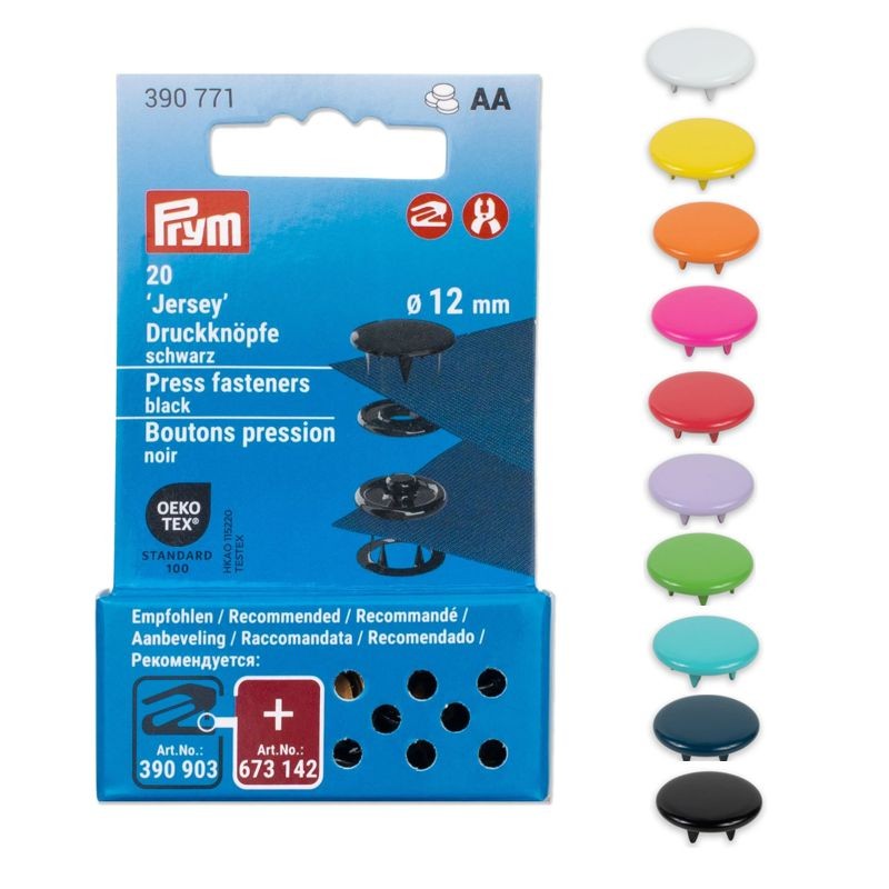 20x JERSEY Druckknöpfe Kappe Ø=12mm farbig