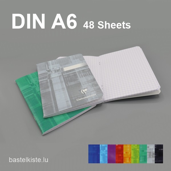 Heft kariert DIN A6 ohne Rand, in verschiedenen Farben