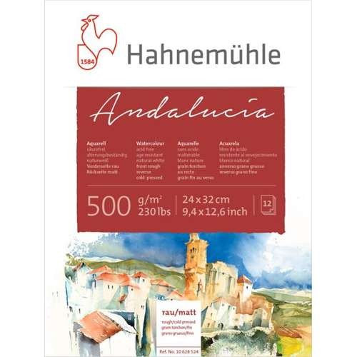 Hahnemühle Andalucia Aquarellblock 500g/m², 24x32cm, 12 Blatt