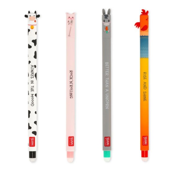 LEGAMI radierbare Gel Stifte im 4er-Set, "Farm Sweet Farm"