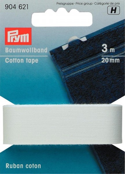 Baumwollband, 20mm, weiß, PRYM, 904621