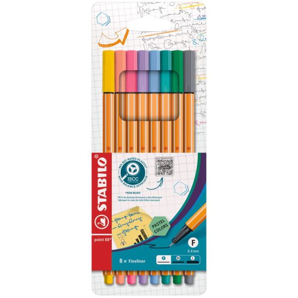 Fineliner STABILO point 88 8er Kartonetui Pastellfarben