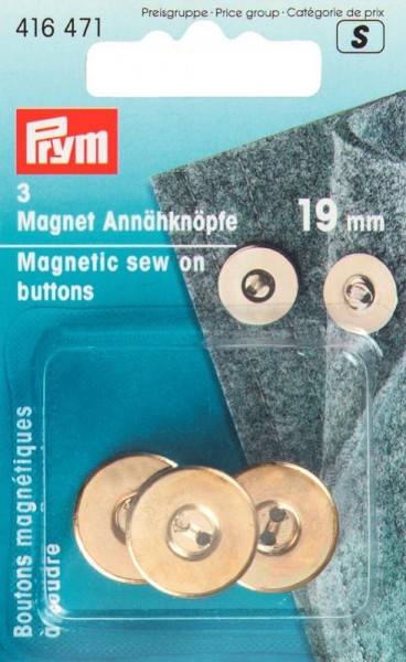 Magnet Annähknöpfe 19mm goldfarbig PRYM 416471