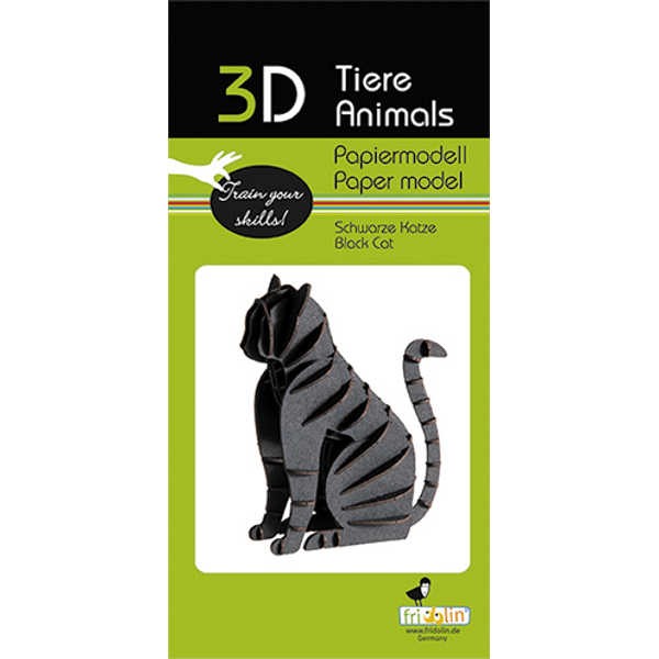 3D Papiermodell &quot;Schwarze Katze&quot; zum zusammenbauen