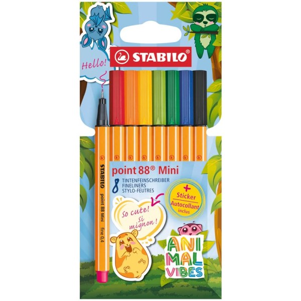 STABILO Fineliner STABILO point 88 Mini Animal Vibes, 8er Set