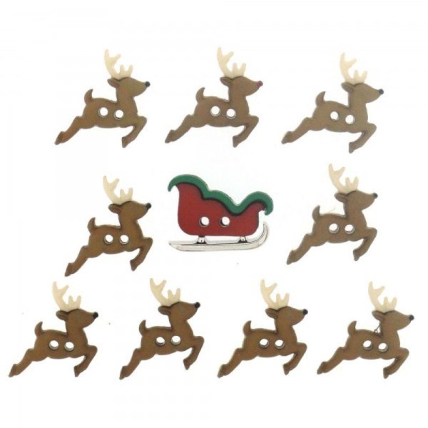 Dress it up Knöpfe, Sew Cute Sleigh / Reindeer