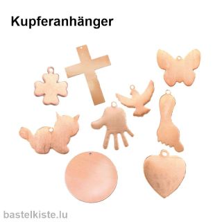 Kupferteile, Anhänger zum Emaillieren, bastelkiste.lu