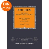 ARCHES Aquarellblock, Aquarellpapier 300g/m², GRAIN TORCHON, bastelkiste.lu