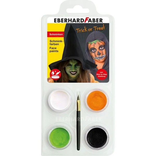 Schminkfarben-Set "Halloween/Kürbis/Hexe"